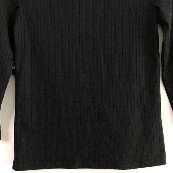 New Crave Fame Striped Rib Knit 3/4 Sleeve Tee Black Multi Juniors Size Medium - Picture 9 of 13